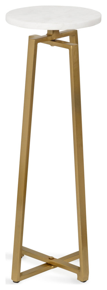 Zia Metal Drink Table, Marble/Gold 9x9x23