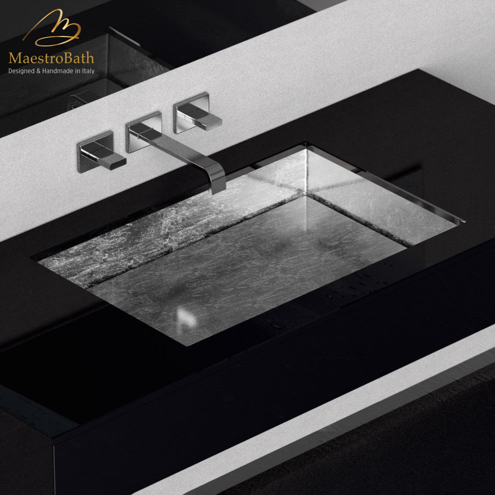 Liona Rectangular Under-Mount Bathroom Sink, Silver Leaf