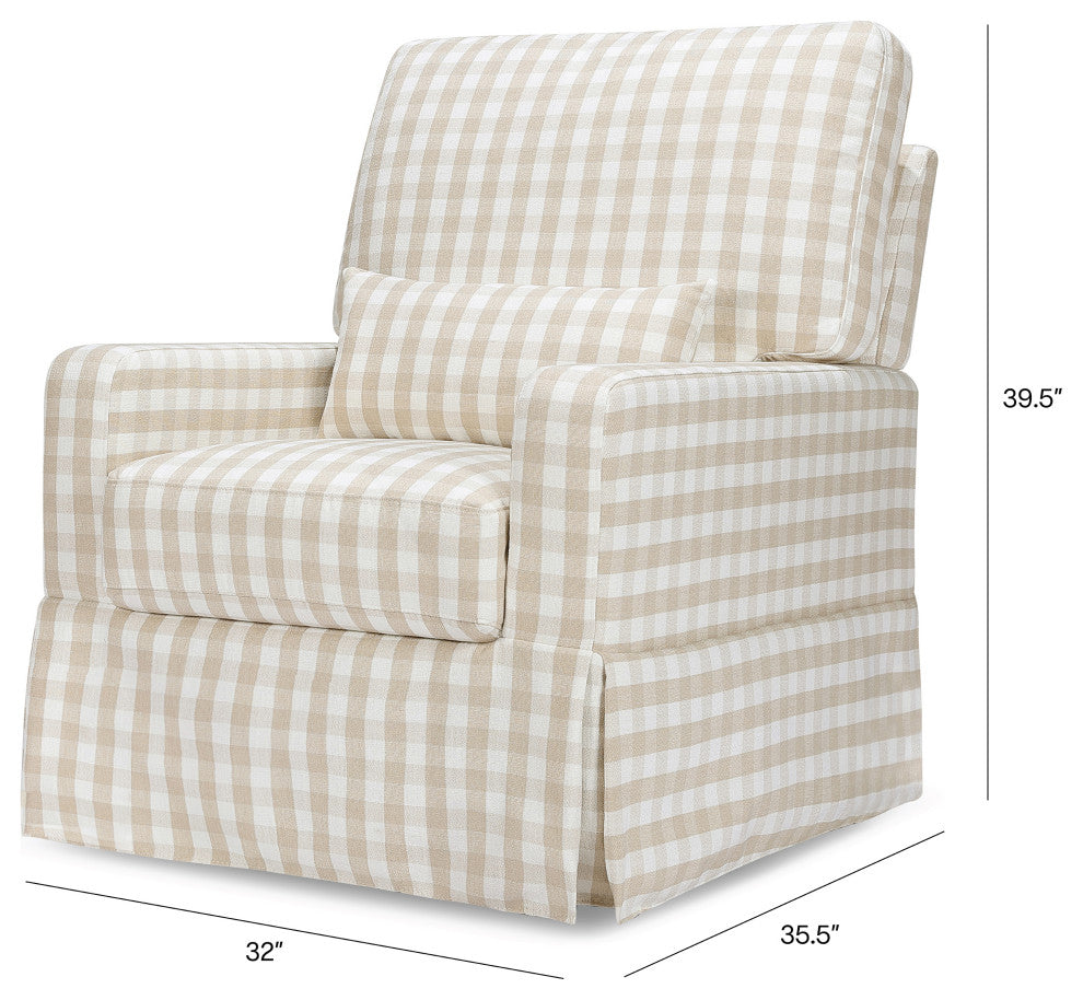 Crawford Pillowback Comfort Swivel Glider, Tan Gingham