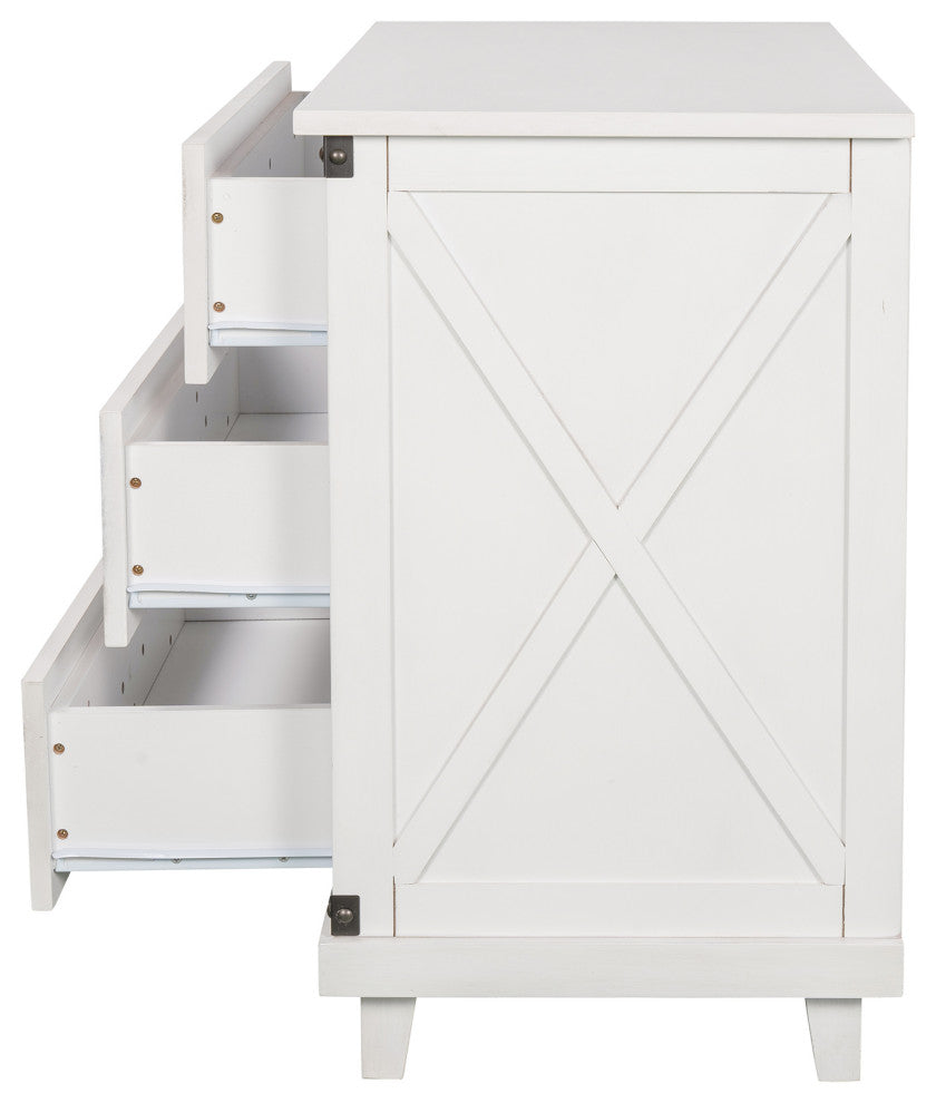 Wood 3-Drawer Nightstand, White, 28" Tall