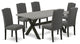 X697En120-7, 7-Piece Small Table Set, 6 Chairs and Table Hardwood Frame