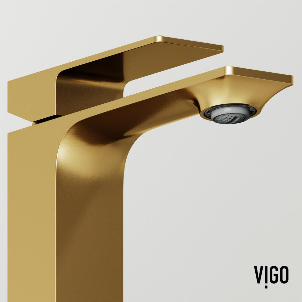 VIGO Dunn 6" H Single Handle Single Hole Bathroom Faucet, Matte Brushed Gold, Without Extras