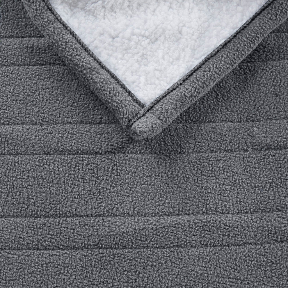 Serta Fleece to Sherpa Heated 50x60" Fleece Sherpa Electric Throw Blanket, Grey
