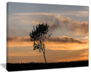 "Lonely Tree Silhouette Leftwards" Canvas Print