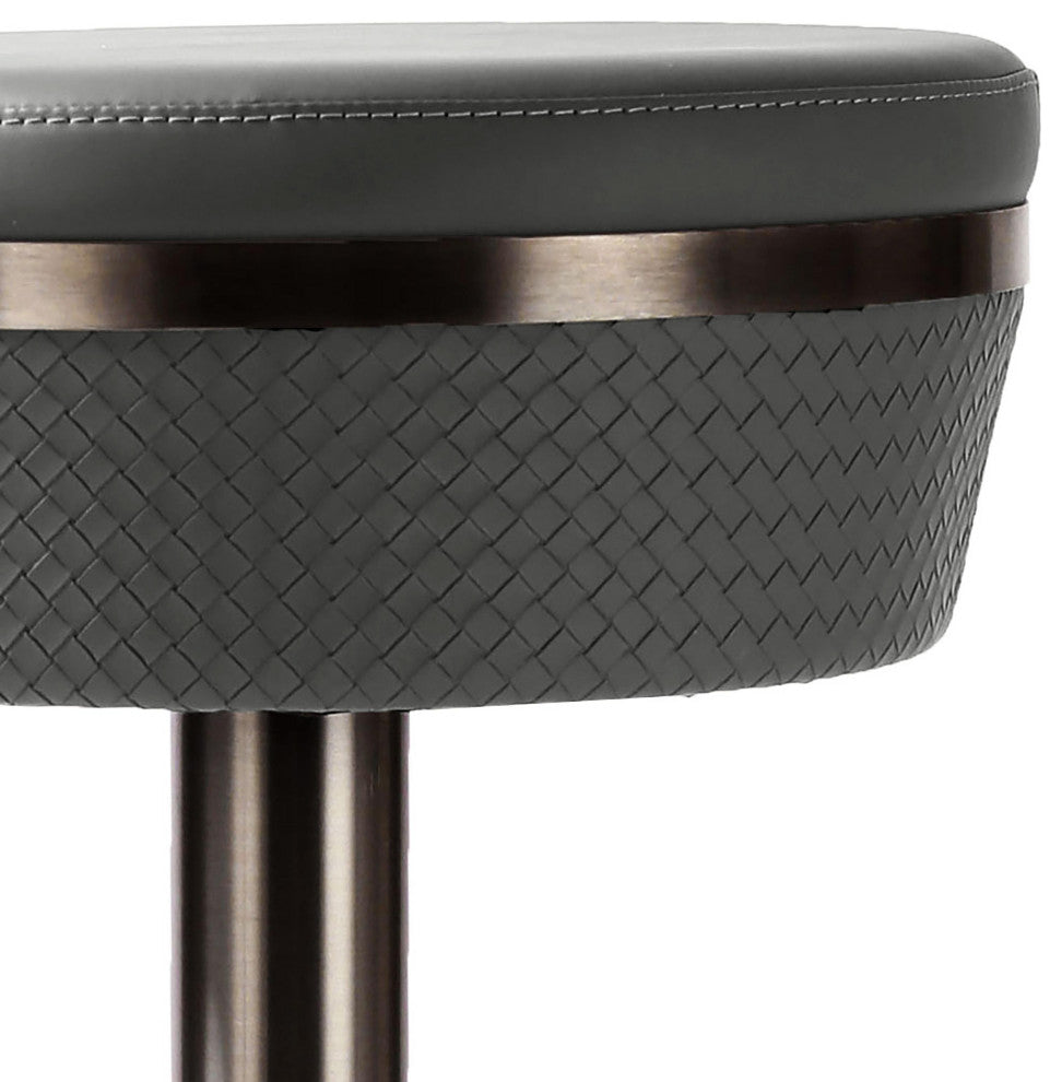 Astro Gray Woven Vegan Leather Adjustable Stool