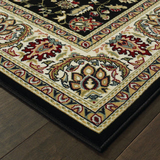 Karaman Traditional Black/ Ivory Area Rug, 2'3"x7'6"