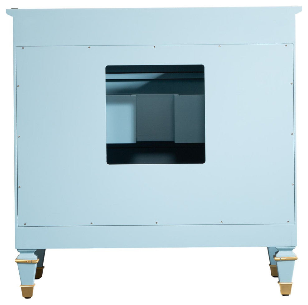 36 In Bathroom Vanity Set with Quartz Top, 32 In Mirror, cUPC Certified Sink, Classic Blue
