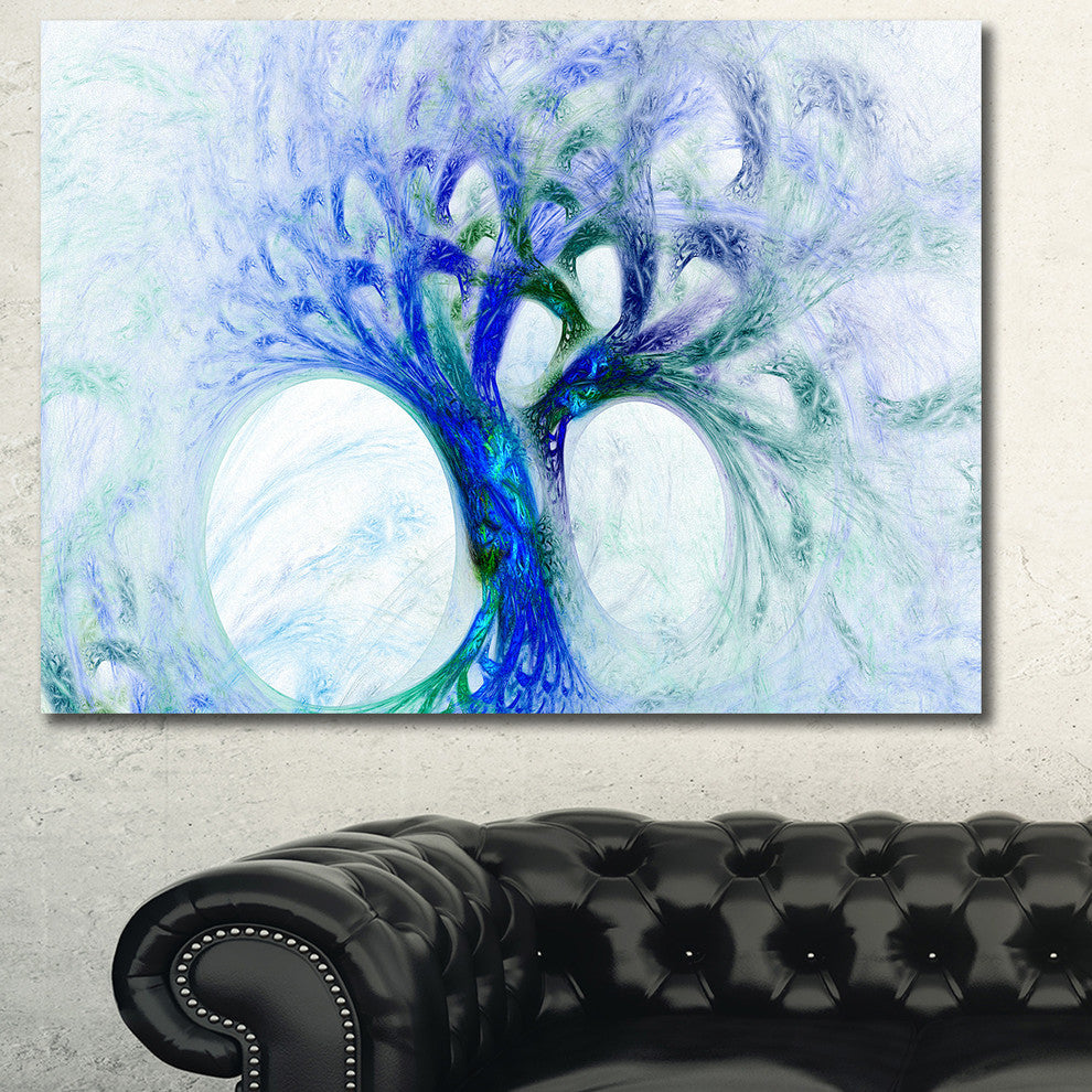 Blue Mystic Psychedelic Tree, Abstract Wall Art Canvas, 40x30