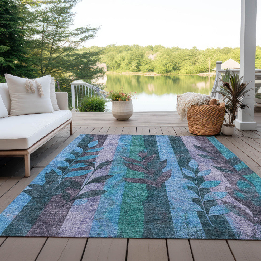 Machine Washable Indoor/Outdoor Chantille ACN1871 Denim 3' x 5' Rug