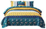 Bohemian Patchwork Bed of Wild Flowers Floral Garden Bedspread Set, King