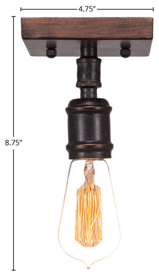 Portland 1-Light Semi-Flush with Amber Antique Bulb