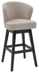30" Tan Espresso Wood Fabric Swivel Bar Stool
