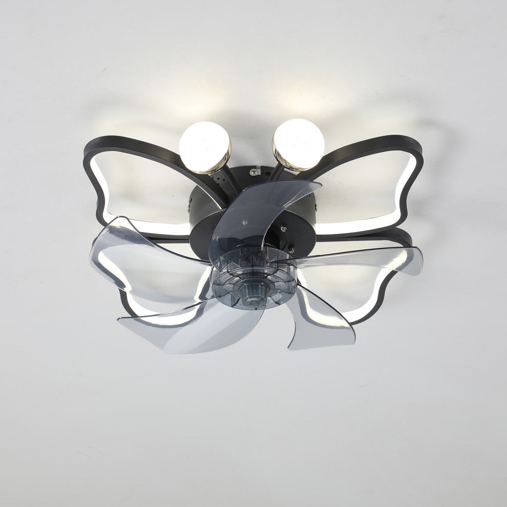 20 in. W x 6 in. H Iron Ceiling Fan in Black with Dimmable LED Lights