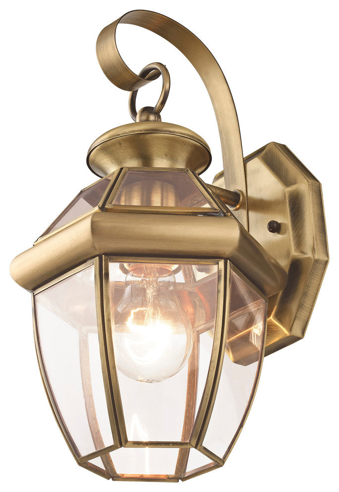 Monterey Outdoor Wall Lantern, Antique Brass, Antique Brass