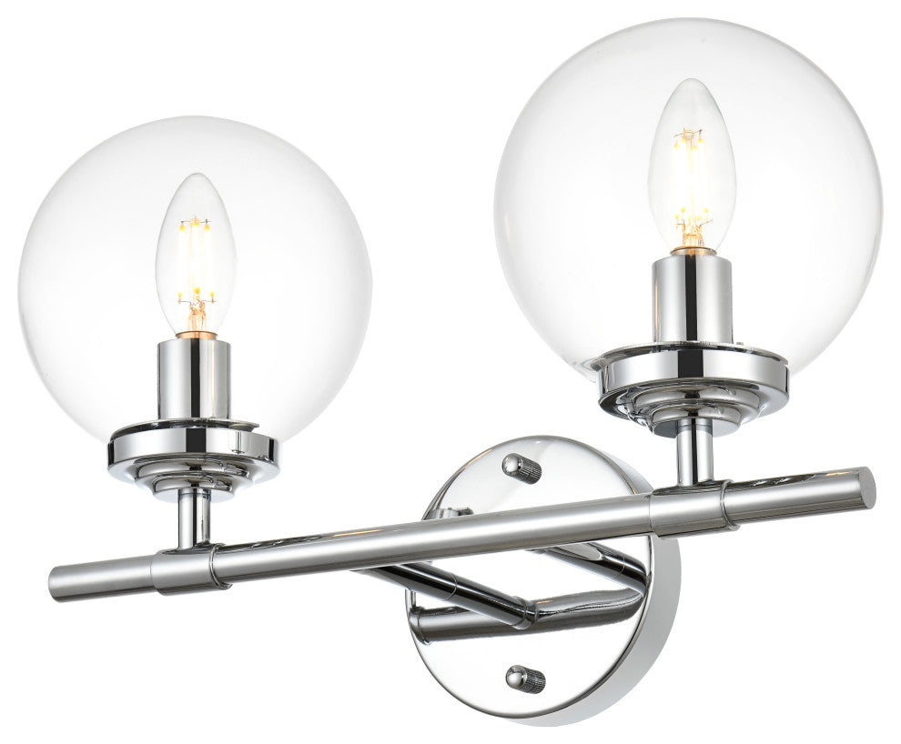 2 Light Chrome And Clear Bath Sconce