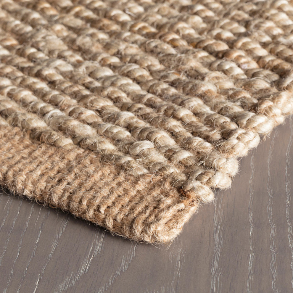 Dash & Albert Jute Ticking Indigo Handwoven Rug, Blue, Runner-2'6" x 8'