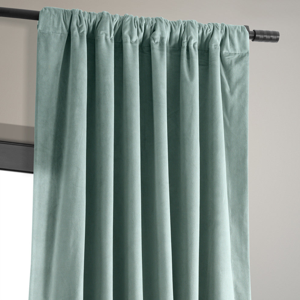Signature Blackout Velvet Curtain Single Panel, Skylark Blue, 50"x108"