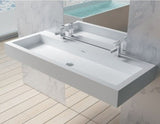 ADM Double Rectangular Wall Mounted Sink, White, 39", Matte White