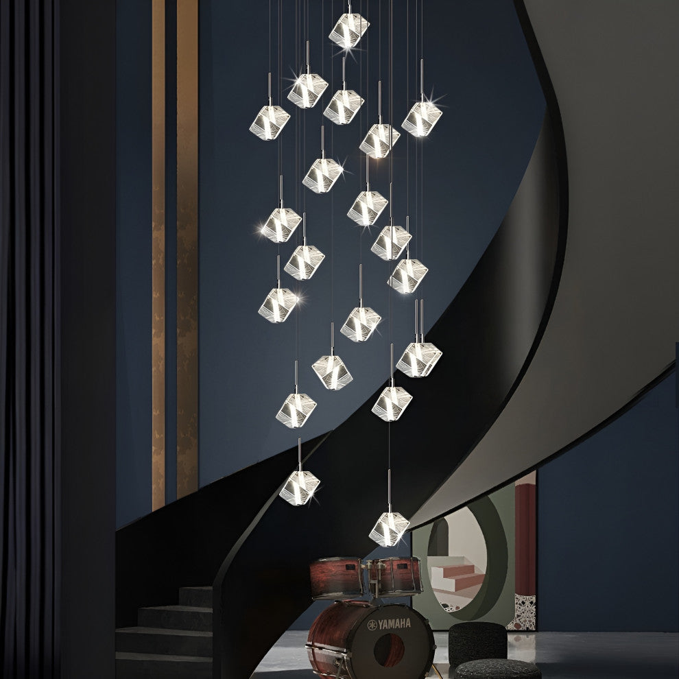 Nice | Crystal Staircase Chrome Chandelier, L26