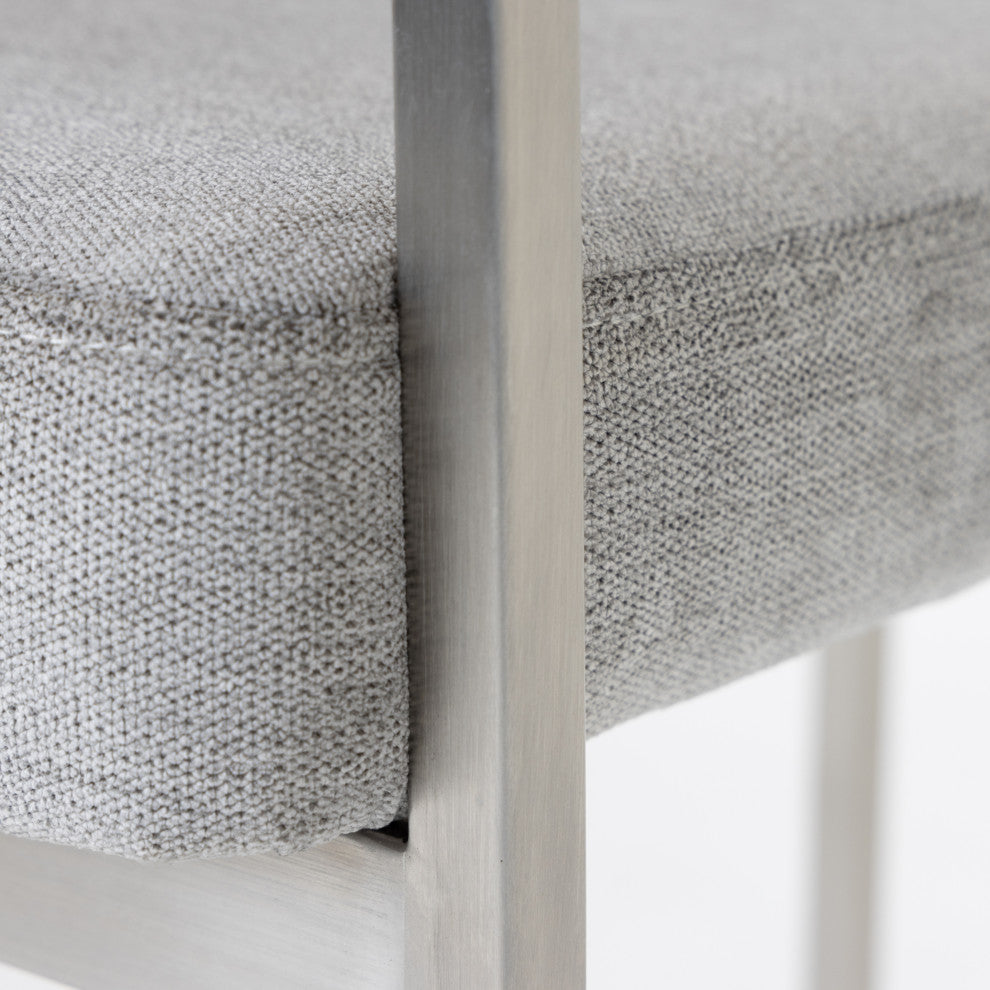 Modrest Sebastian Modern Grey Fabric + Stainless Steel Counter Chair