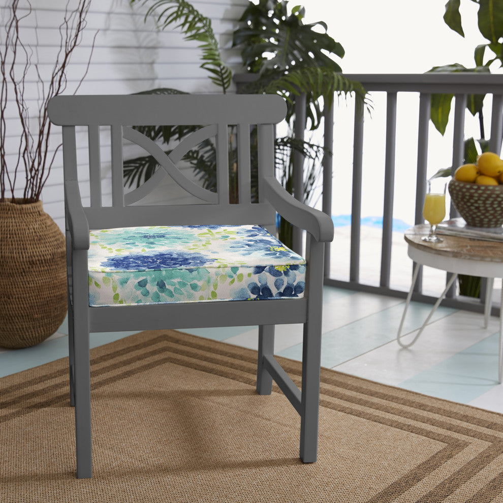 Sorra Home Gardenia Seaglass Outdoor/IndoorCorded Chair Cushion 21x22x2"