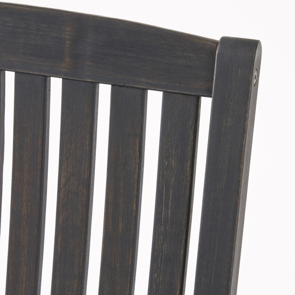Myrna Outdoor Acacia Wood Rocking Chair, Dark Gray Finish