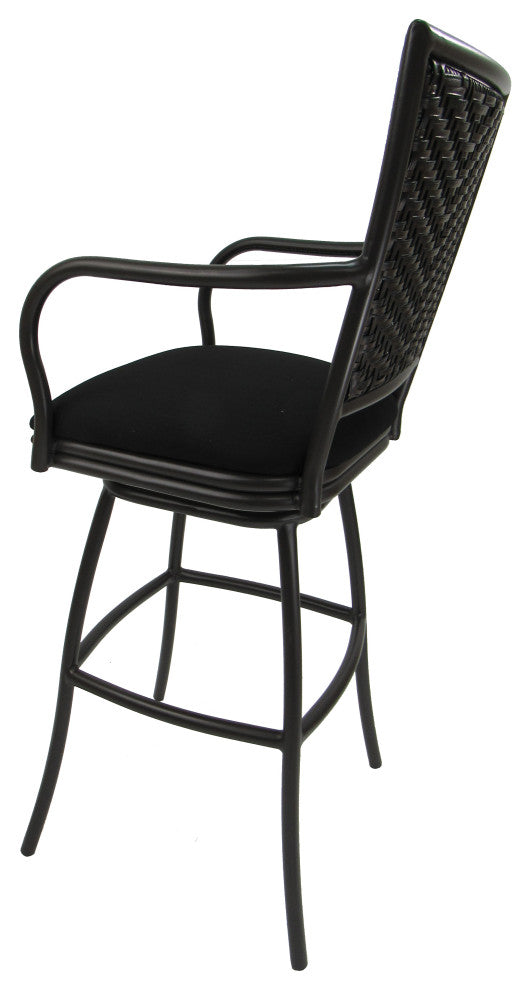 Set of 3, Outdoor/Indoor Swivel Bar Stools Erin, Black on Brown, 30"