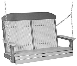 Poly Classic Porch Swing, Dove Gray & Slate, 4 Foot