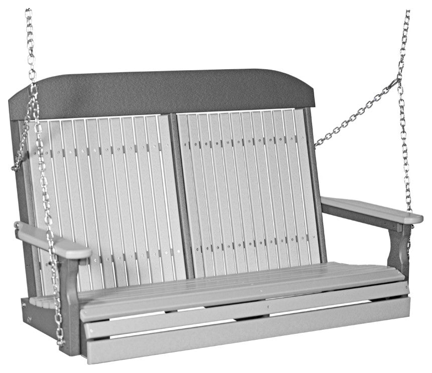 Poly Classic Porch Swing, Dove Gray & Slate, 4 Foot