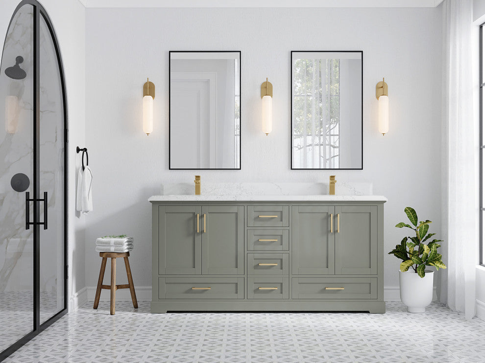 Boston 72 Double Sink Bath Vanity in Evergreen 1.5" Empira Quartz