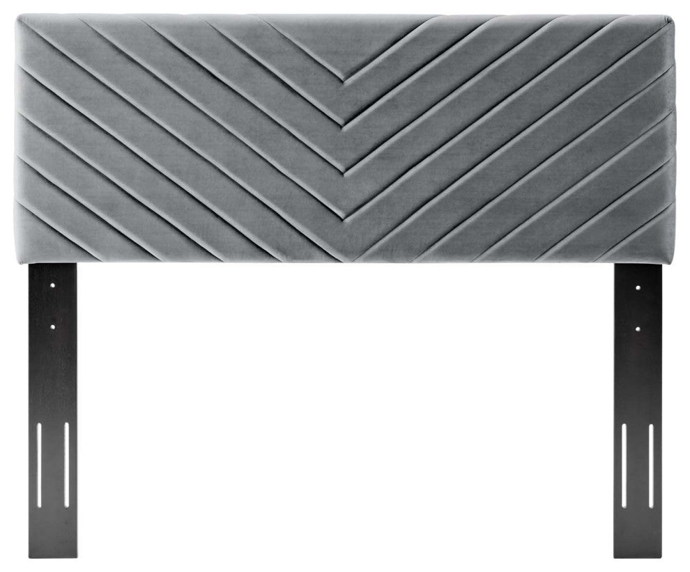 Tufted Headboard, Twin Size, Velvet, Dark Gray, Modern Contemporary