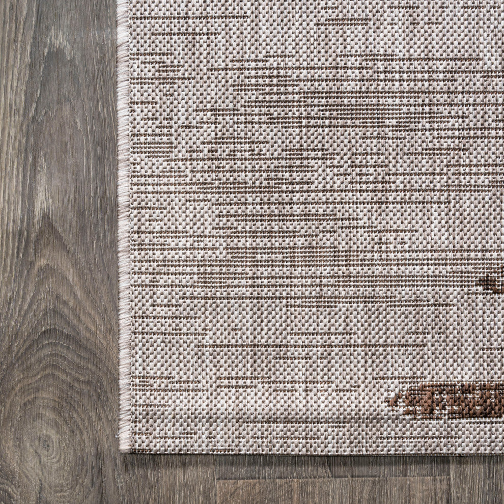 Zolak Berber Stripe Indoor/Outdoor Rug, Beige/Brown, 2 X 10