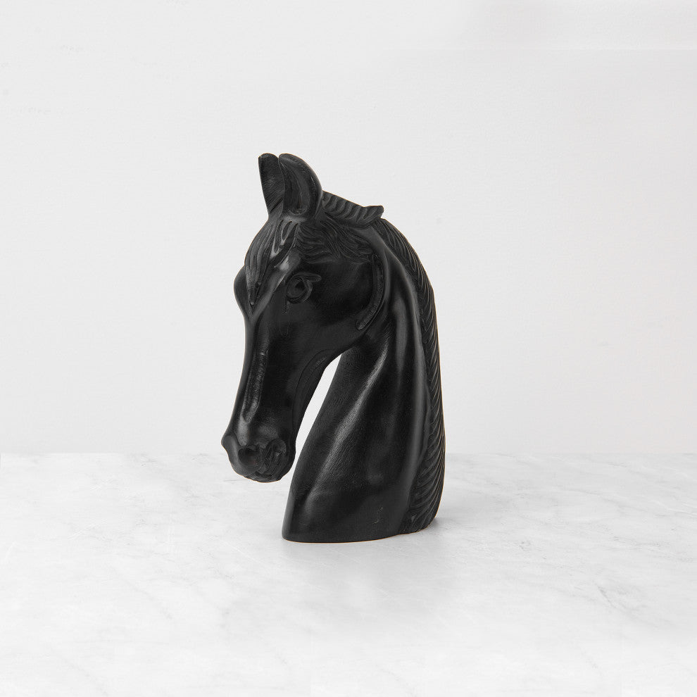 Black Soapstone Carved Horse