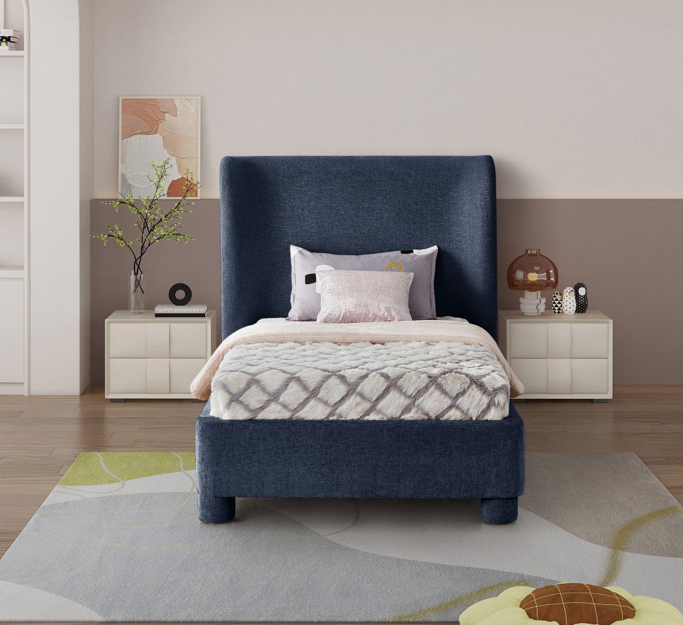 Penny Bed, Navy, Twin, Chenille Fabric