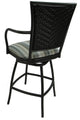 Outdoor Patio Bar Stool Erin Black, Linen Stripe, 26"