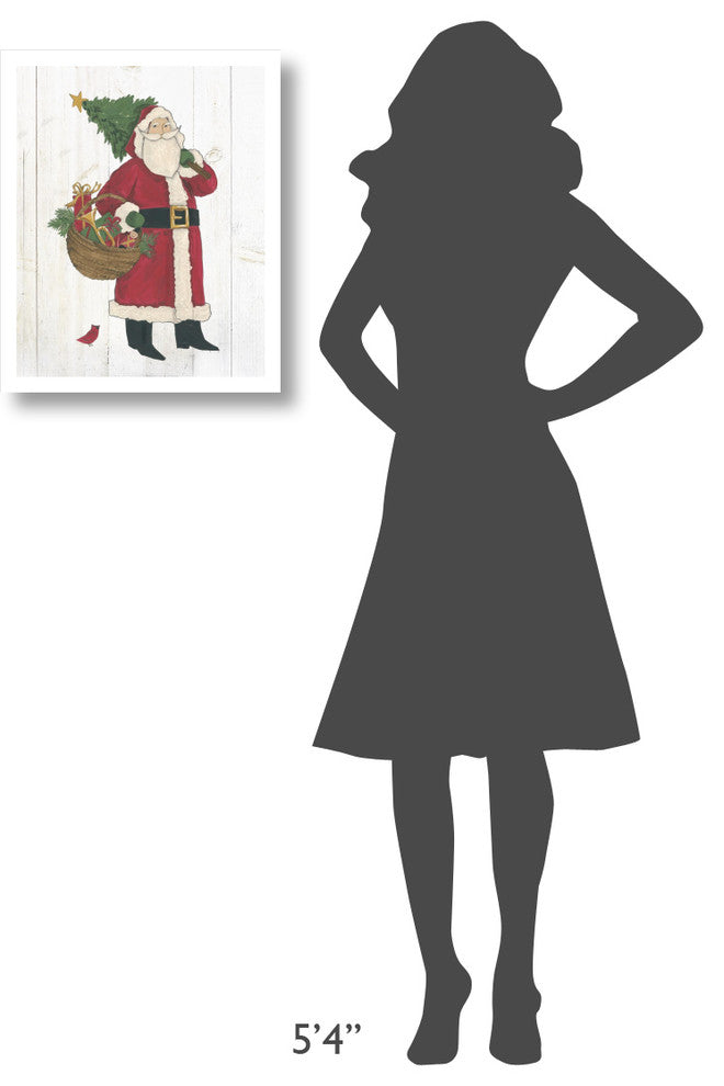 "Vintage St Nick III no Words on White Wood" Print by Anne Tavoletti, 18"x22"