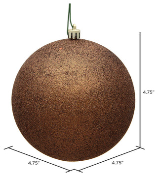 Vickerman 4.75" Mocha Glitter Ball Ornament, 4 per Bag