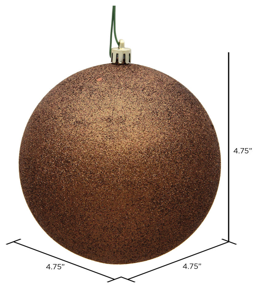 Vickerman 4.75" Mocha Glitter Ball Ornament, 4 per Bag