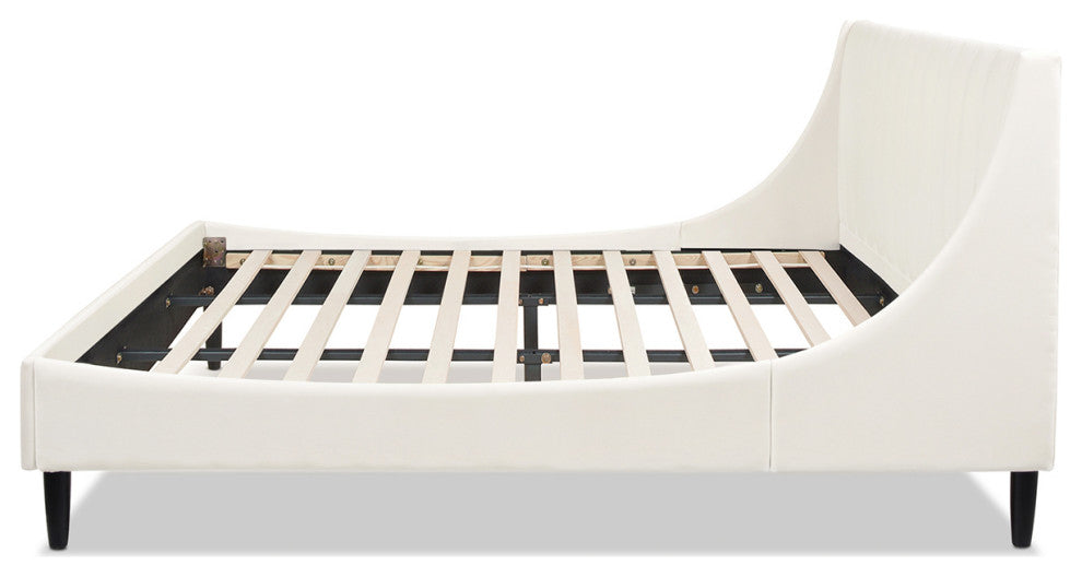Jennifer Taylor Home Aspen Channel Tufted Headboard Platform Bed, Cloud White Performance Velvet, King
