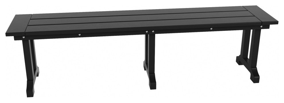 WestinTrends 65" Trestle Poly Lumber Outdoor Patio Accent Bench, Picnic Bench, Black