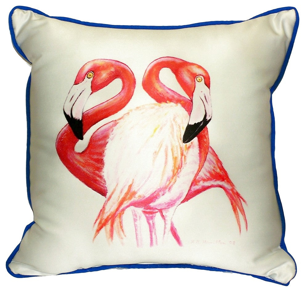 Two Flamingos Small Indoor/Outdoor Pillow 12x12 - Set of Two
