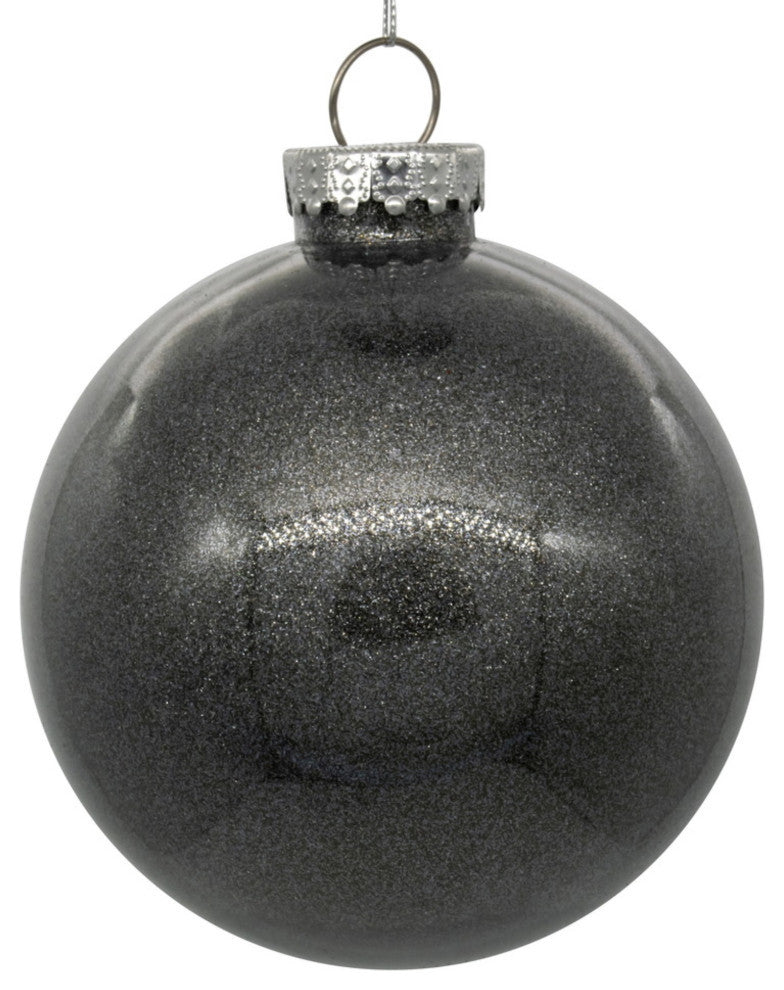 6" Pewter Glitter Clear Ball 4-Pack