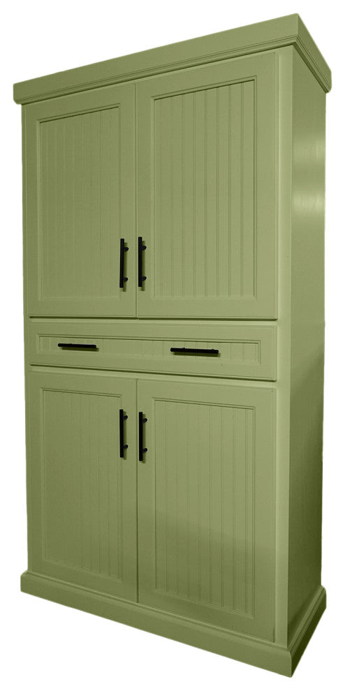 Extra Wide Coastal Kitchen Pantry Cabinet, Summer Sage