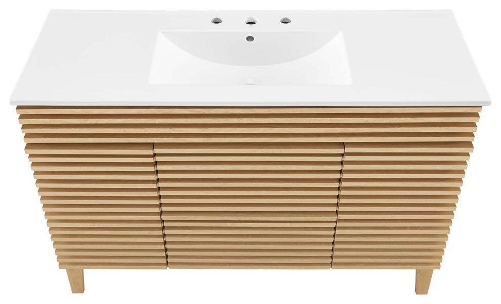 Render 48" Single Sink Bathroom Vanity, Oak White