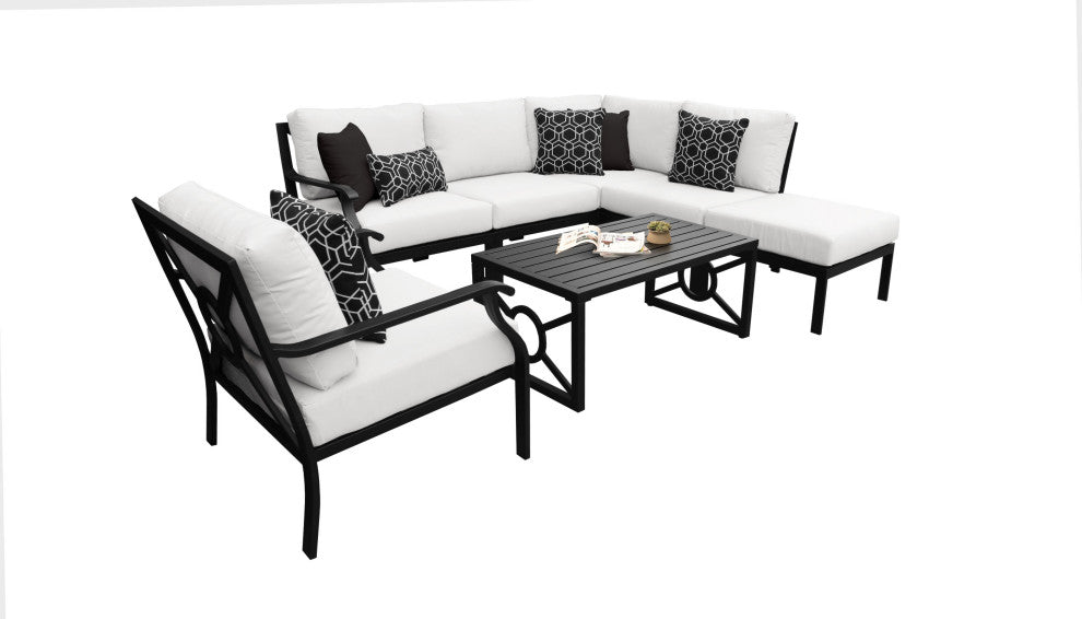 kathy ireland Madison Ave. 7 Piece Aluminum Patio Furniture Set 07f, Alabaster