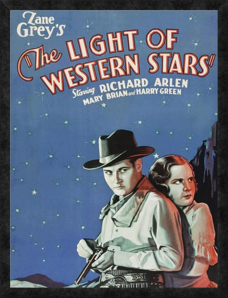"Vintage Westerns: Light of the Western Stars" Framed Canvas Giclee, 26"x34"