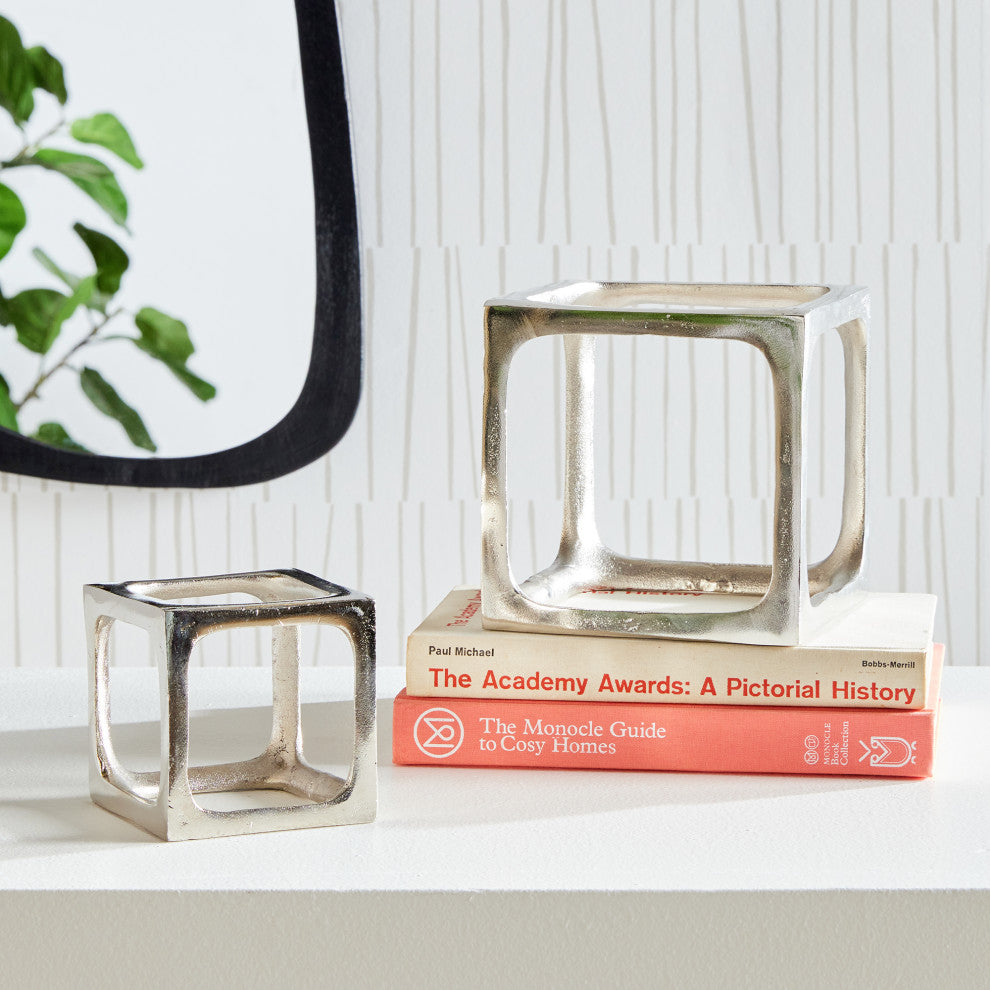 Cubist Silver Sculptures, Set of 2