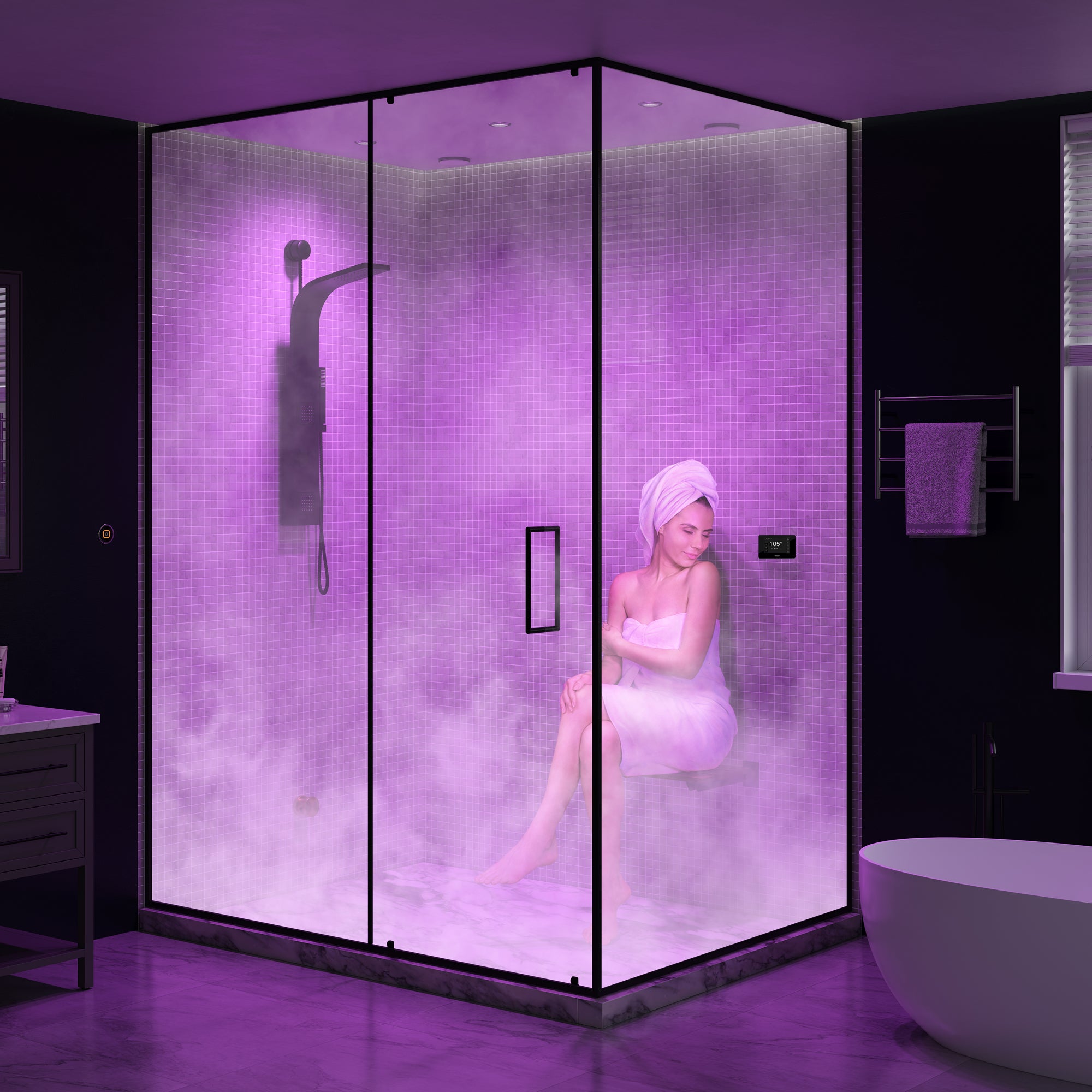 2 x 7.5kW QuickStart Steam Bath Generator With Dual Aroma Pump, Brushed Nickel
