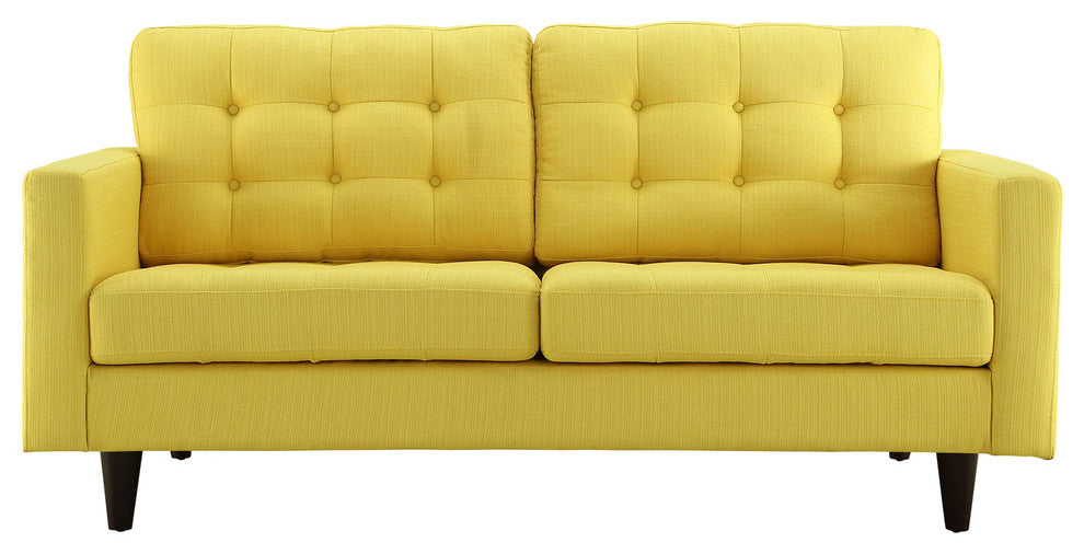 Modern Contemporary Loveseat, Yellow Fabric