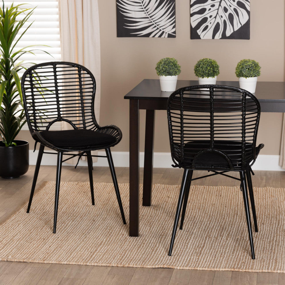 Sheryl Rattan Dining Chairs, Set of 2, Black